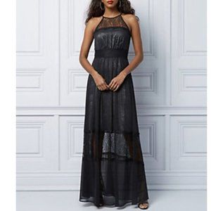 Le Chateau Chiffon & Lace Halter tiered maxi dress